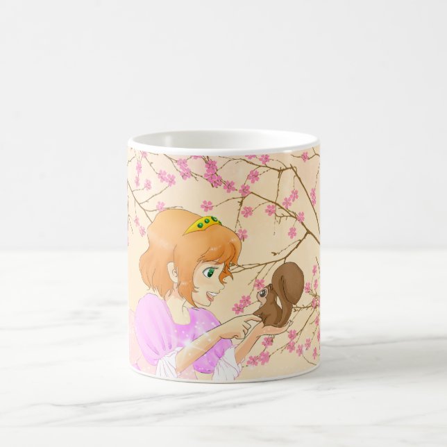 Rosa Prinzessin- und Eichhörnchen-Tasse Kaffeetasse (Mittel)