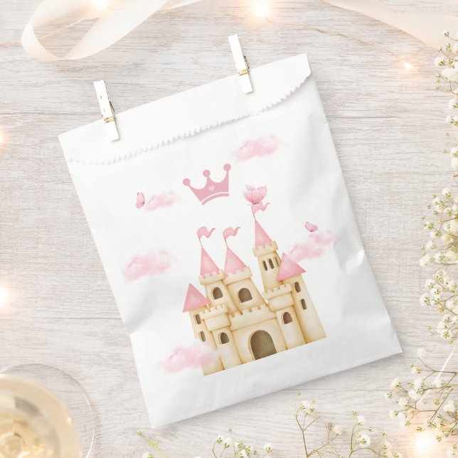 Rosa Prinzessin Verzauberung Burg & Kronen Geschenktütchen (Ausgeschnitten)