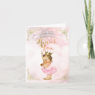 Rosa Prinzessin Vintage Baby Mädchen Leichtes Dank Dankeskarte