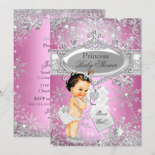 Rosa Prinzessin Winter Wonderland Baby Shower Brau Einladung