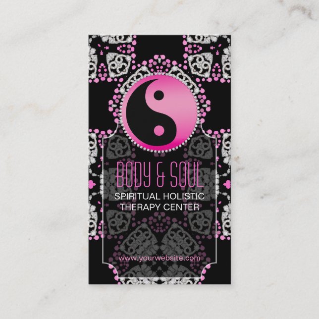 Rosa Prinzessin YinYang New Age Yoga Business Card Visitenkarte (Vorderseite)