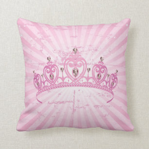 Rosa Prinzessinnen-Krone Tiara Juwel Couch Kissen