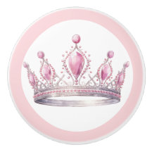 Rosa Prinzessinnen-Tiara-Girly-Keramikknopf