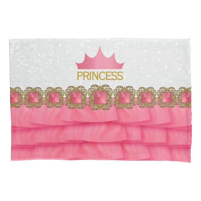 Rosa Prinzesskrone mit Ruffle Print Kissenbezug (Vorderseite)