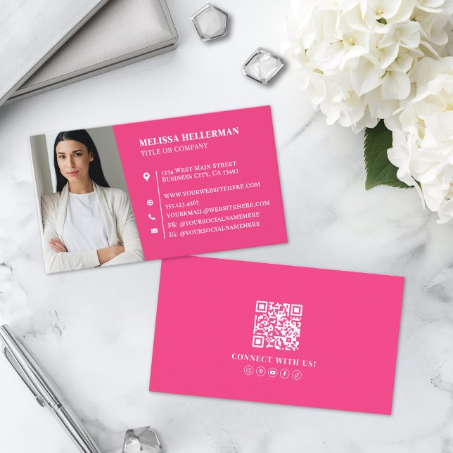Rosa Professionelles Foto Visitenkarte (Pink Professional Photo Business Card )