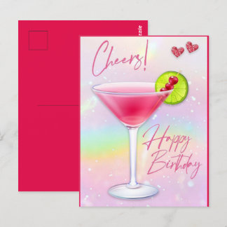 Rosa Prost Glücklicher Geburtstag Gruß Postkarte