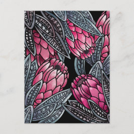 Rosa Protea exotische Blume Postkarte