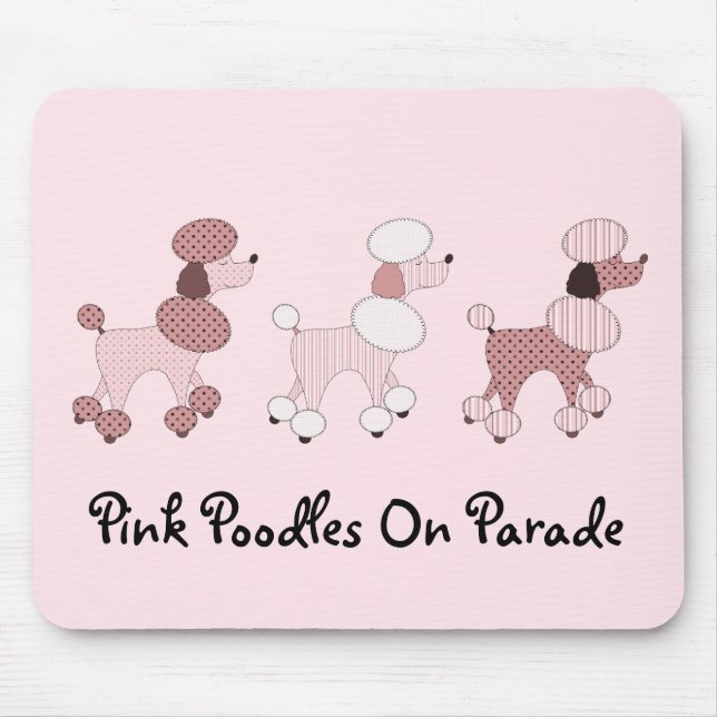 Rosa Pudel auf Parade Mousepad (Vorne)