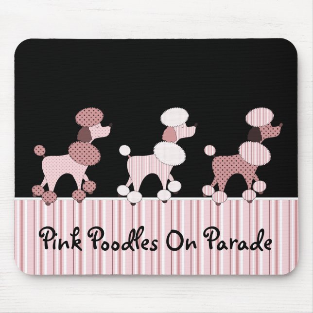 Rosa Pudel auf Parade Mousepad (Vorne)