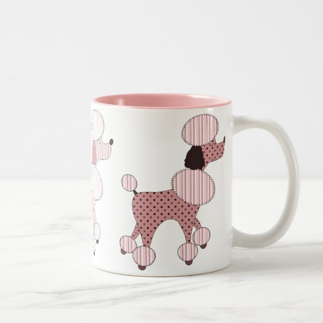 Rosa Pudel auf Parade-Tasse Zweifarbige Tasse (Rechts)