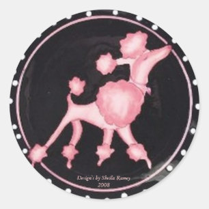 Rosa Pudel-Aufklebers Runder Aufkleber