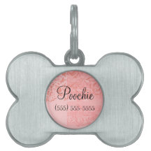 Rosa Pudel-Damast-kleiner Hundehalsband-Anhänger -