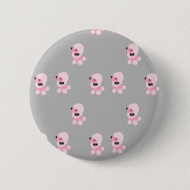 Rosa Pudel-Knopf-Button Button (Vorderseite)