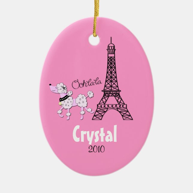 ROSA PUDEL personalisierte Weihnachtsverzierung Keramikornament (Vorne)