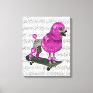 Rosa Pudel und Skateboard Leinwanddruck