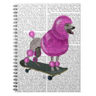 Rosa Pudel und Skateboard Notizblock