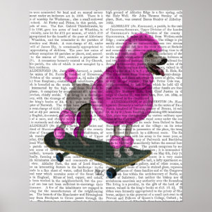 Rosa Pudel und Skateboard Poster
