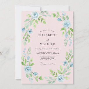Rosa Puderblüten-Hochzeit Einladung