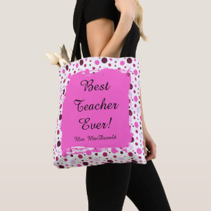 Rosa Punkte beste Lehrerin aller Zeiten Geschenk Tasche
