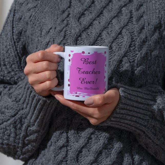 Rosa Punkte beste Lehrerin jemals Geschenk Kaffeetasse (Von Creator hochgeladen)
