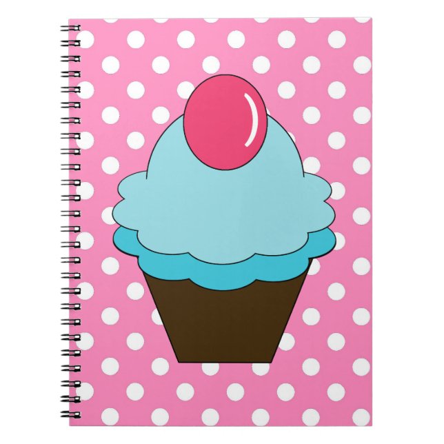 Rosa Punkte KRW und blaues Kuchen-Notizbuch Notizblock (Vorderseite)