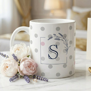 Rosa Punkte-Monogramm-Geschenk für ihre Hochzeit Jumbo-Tasse