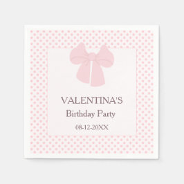 Rosa Punkte und rosa Bugmädchen Geburtstag Serviette