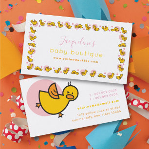 Rosa Punkte & Whimsical Gelbe Babyenten Rahmen Visitenkarte