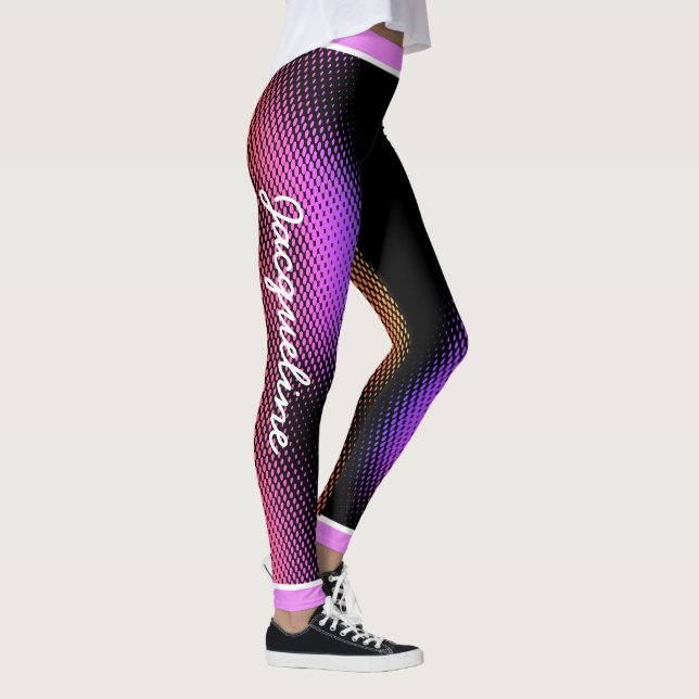 rosa Punktmuster mit dem Namen auf BLACK Leggings (Rechts)