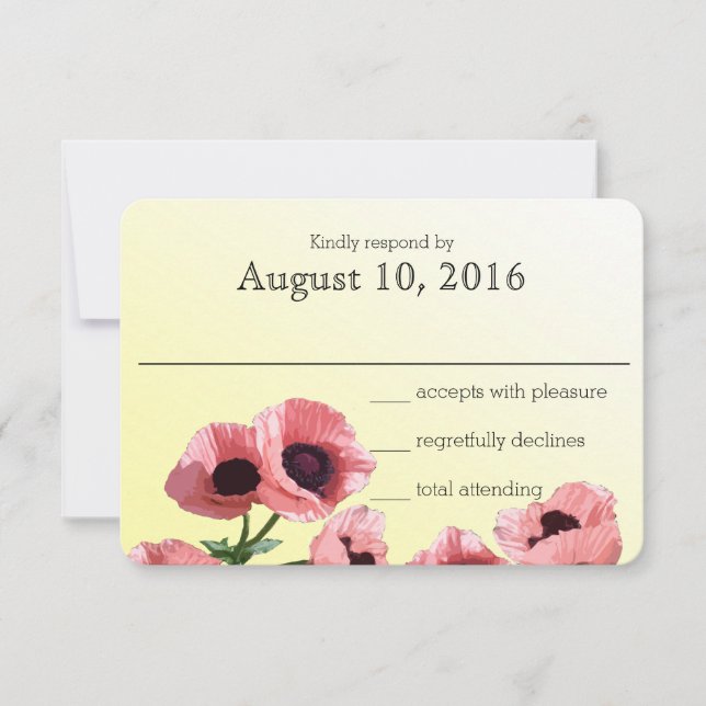Rosa Pupien für die Hochzeitkarte RSVP Karte (Vorderseite)