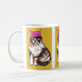 Rosa Pussy-Hut auf Kaliko-Katze für den März der Kaffeetasse
