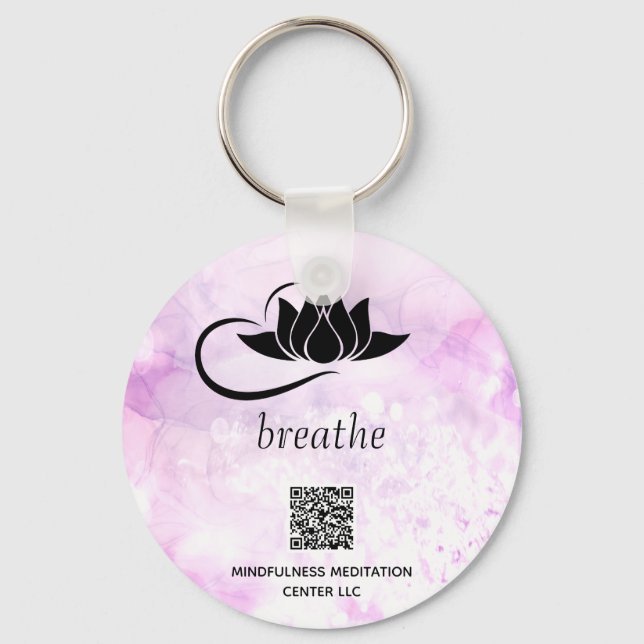 *~* Rosa QR - BREATHE Lotus Branding SWAQ Schlüsselanhänger (Vorderseite)