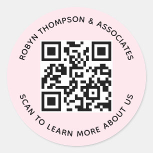 Rosa QR-Code-Aufkleber Runde Firmenname-Etiketten Runder Aufkleber
