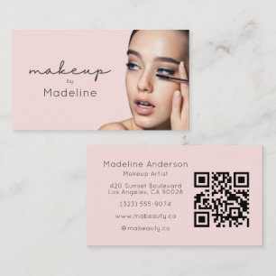 Rosa QR-Code-Foto-Make-up Visitenkarte