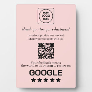Rosa QR-Code Google Business-Bewertung anzeigen Fotoplatte