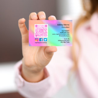 Rosa QR-Code Logo Social Media Online Shop Visitenkarte