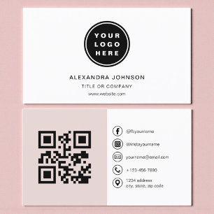 Rosa QR-Code Social Media Visitenkarte