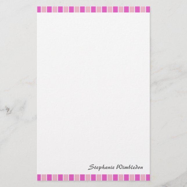 Rosa Quadrate Briefpapier (Vorderseite)