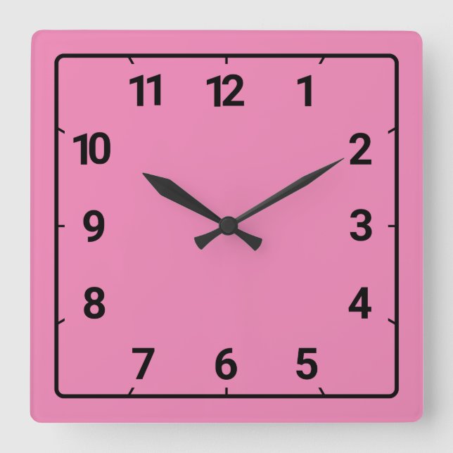 rosa quadratische wanduhr (Vorderseite)