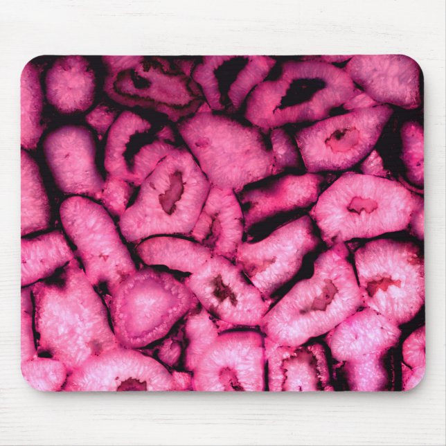 Rosa Quartz Agate Geodes abstraktes Muster Mousepad (Vorne)