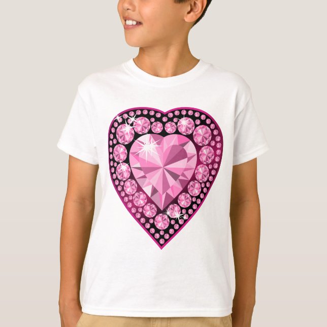Rosa Quartz Gem Herz T-Shirt (Vorderseite)