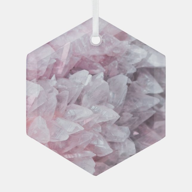 Rosa Quarz Mind Body Spirit Energy Ornament Aus Glas (Vorderseite)