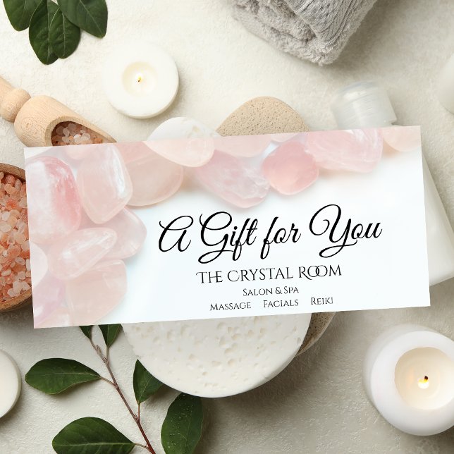 Rosa Quarz Wellness-Center Salon Geschenkgutschein Werbekarte (Von Creator hochgeladen)