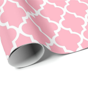 Rosa Quatrefoil deckt Muster mit Ziegeln Geschenkpapier