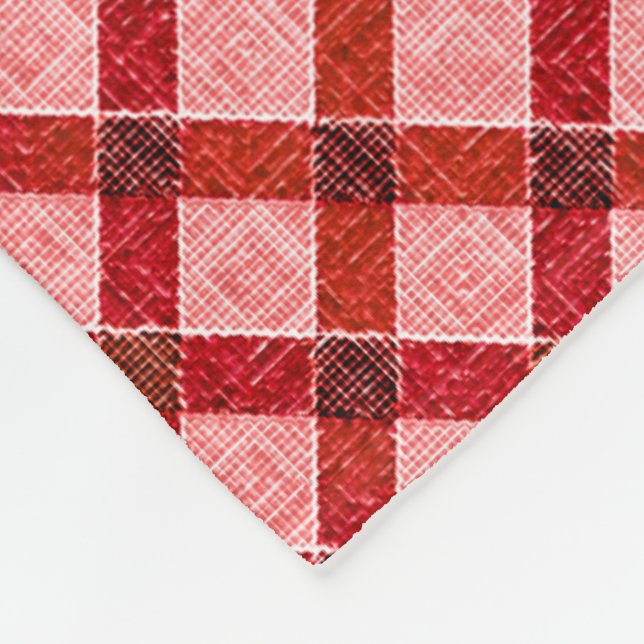 Rosa Quertartan kariert mit leichtem, rauem Relief Fleecedecke (Ecke)