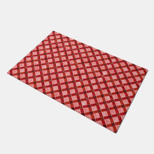 Rosa Quertartan kariert mit leichtem, rauem Relief Fußmatte