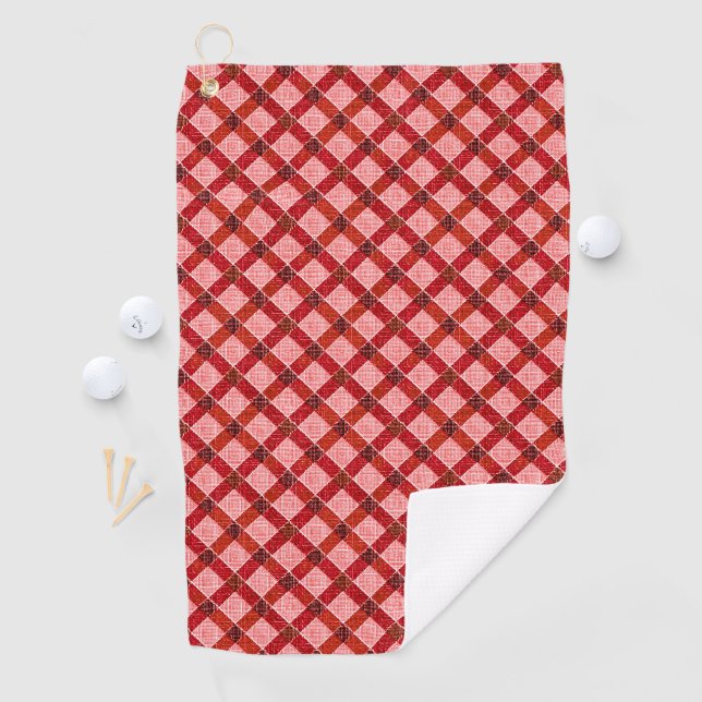 Rosa Quertartan kariert mit leichtem, rauem Relief Golfhandtuch (Insitu)