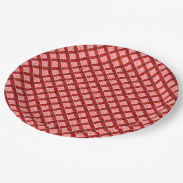 Rosa Quertartan kariert mit leichtem, rauem Relief Pappteller