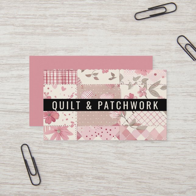 Rosa Quilt-Patchwork-Handmade Kleidung  Visitenkarte (Vorderseite/Rückseite Beispiel)