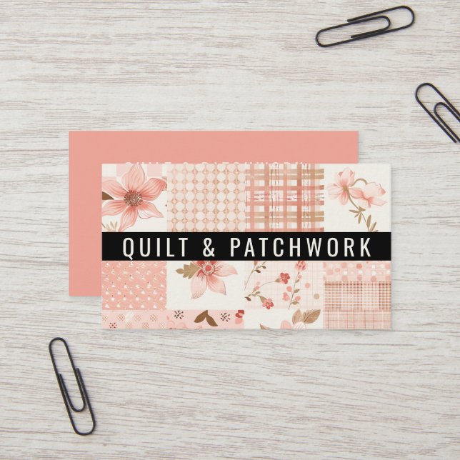 Rosa Quilt-Patchwork-Handmade Kleidung  Visitenkarte (Vorderseite/Rückseite Beispiel)